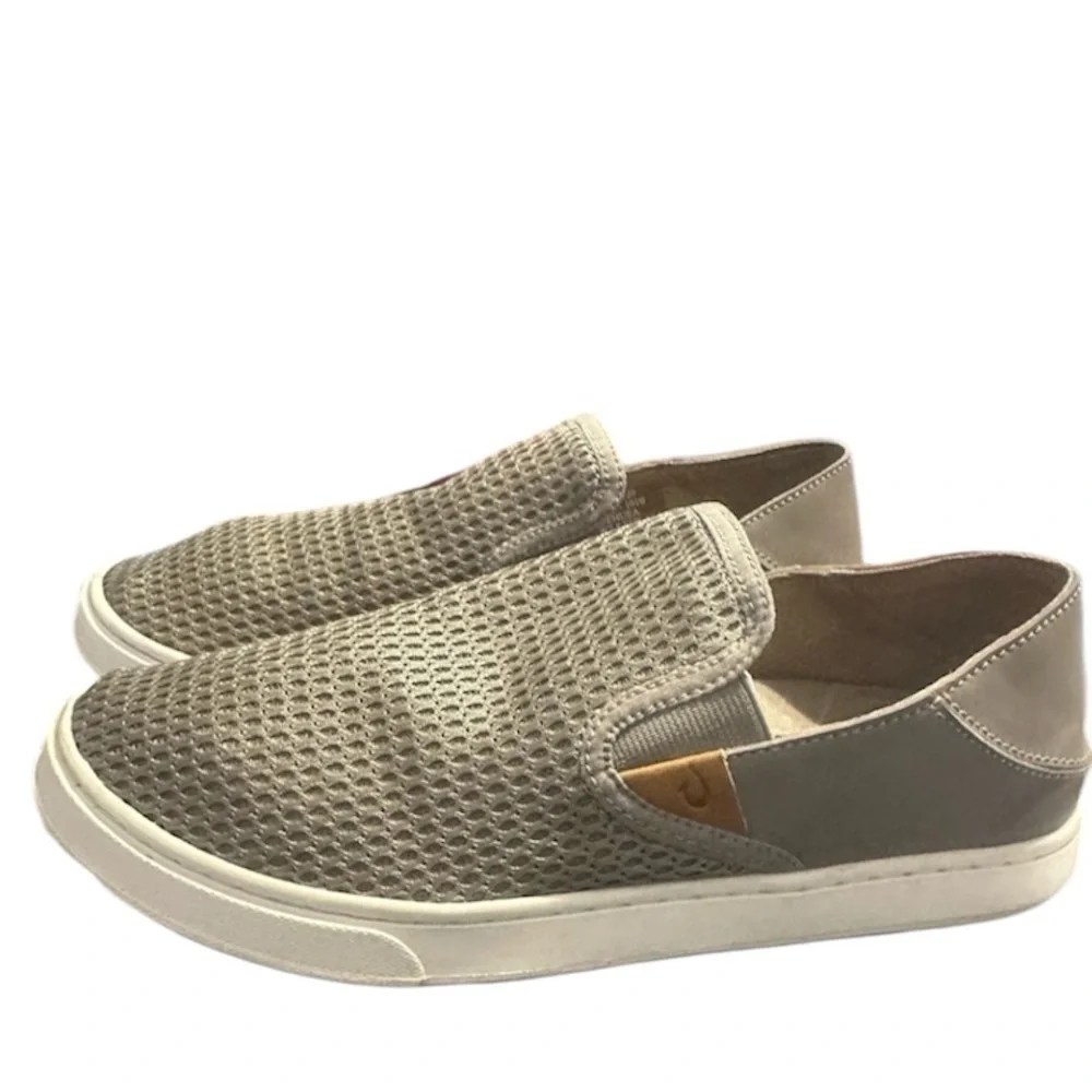 Olukai Women’s Pehuea Mesh Breathable Gray Slip On Shoes 7.5